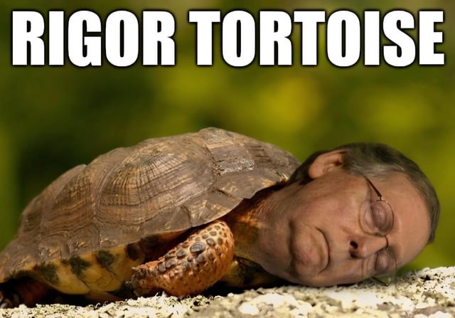 This edited satirical meme features a composite image: the body of a limp, seemingly deceased tortoise resting on a light rocky surface is combined with the face of long-serving US Senator Mitch McConnell, who is the subject of long-running internet jokes comparing his appearance to a turtle or tortoise. Large bold white text with a black outline at the top reads 'RIGOR TORTOISE', a pun on the medical term 'rigor mortis' (the post-mortem stiffening of bodily muscles). The meme was originally posted with the title 'Goodnight sweet prince', a sarcastic eulogy reference to the famous line from Shakespeare's *Hamlet*, mocking widespread public rumors and concerns about McConnell's health and multiple public appearances where he appeared disoriented or unresponsive.