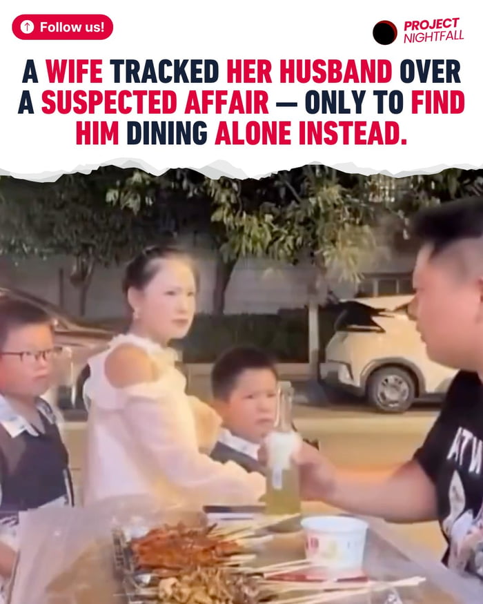 This meme features a candid real-life photo of a family eating at an outdoor BBQ, paired with a headline explaining the situation: A wife suspected her husband of having an affair, tracked his location to confront him, and instead of finding him with another person, she found he was dining with his entire family (including herself and their two sons in the photo). The joke comes from the complete lack of any affair, showing her suspicions were completely unfounded; the original title 'Understandable...have a nice day' plays on the anticlimactic end to the false drama.