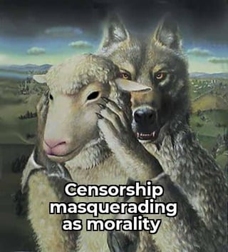 Traditional allegorical painting of the 'wolf in sheep's clothing' fable