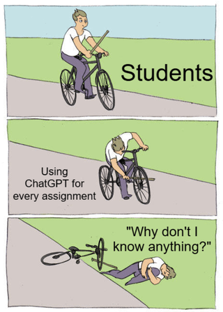 Original meme illustration (edit of classic bicycle fall template)