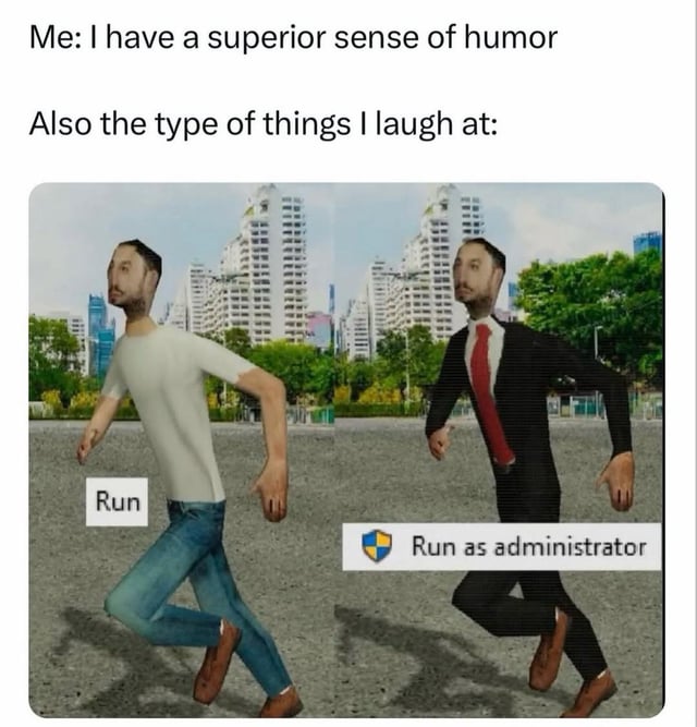 Low-poly 3D running man meme template