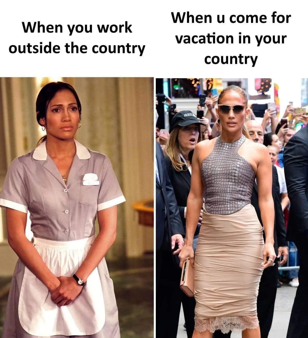 Left: 2019 film *Hustlers*; Right: Real public appearance