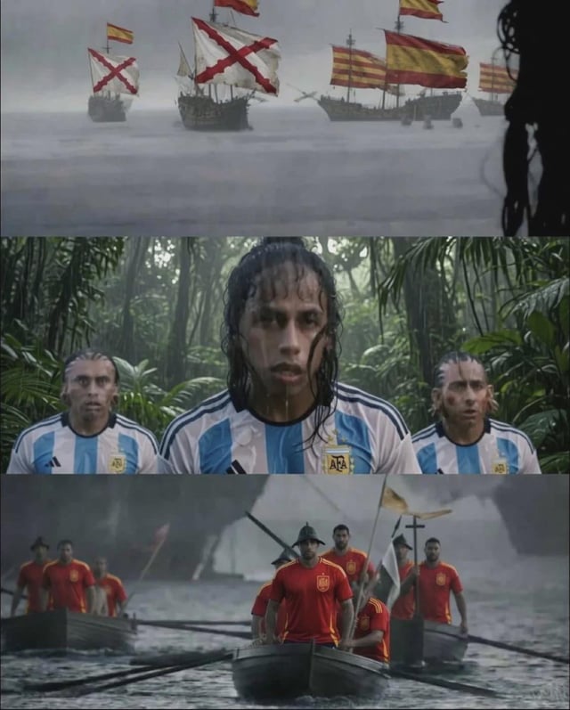 Original footage from a colonial exploration themed feature film, edited for meme use
